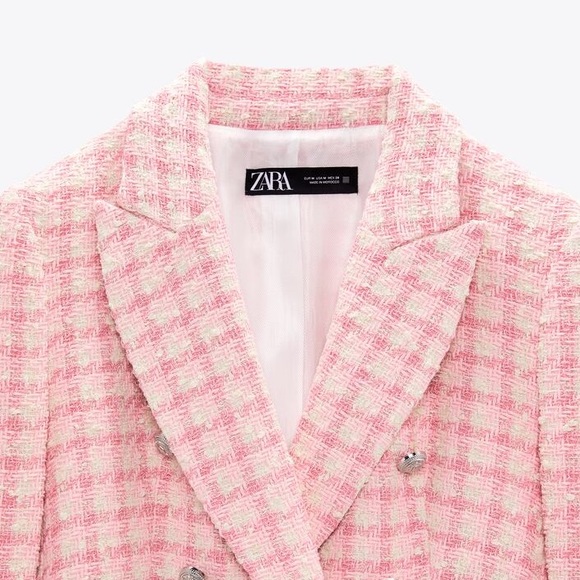 ZARA DOUBLE BREASTED TEXTURED WEAVE BLAZER - Picture 8 of 12